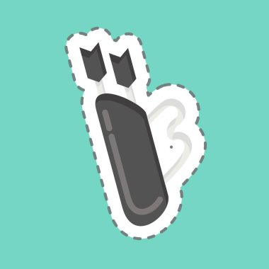 Çıkartma hattı Quiver 'ı kesti. Spor Malzemeleri sembolüyle ilgili. Basit dizayn edilebilir. Basit resimleme