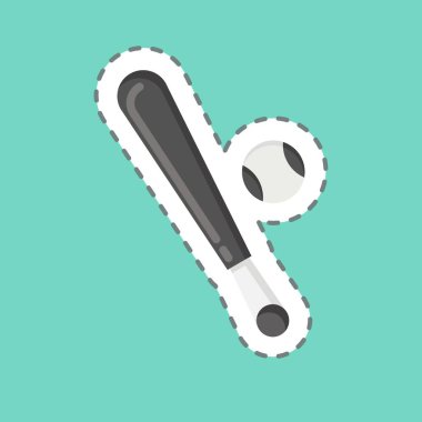 Çıkartma çizgisi yarasayı kesti. Spor Malzemeleri sembolüyle ilgili. Basit dizayn edilebilir. Basit resimleme