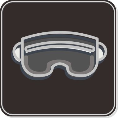 Simge Kayak Gözlüğü. Spor Malzemeleri sembolüyle ilgili. Parlak bir stil. Basit dizayn edilebilir. Basit resimleme
