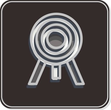 İkona Bullseye. Spor Malzemeleri sembolüyle ilgili. Parlak bir stil. Basit dizayn edilebilir. Basit resimleme