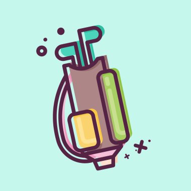 Simge Golf Çantası. Spor Malzemeleri sembolüyle ilgili. MBE tarzı. Basit dizayn edilebilir. Basit resimleme