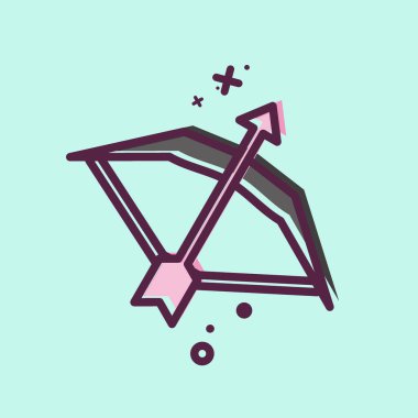 Simge yayı. Spor Malzemeleri sembolüyle ilgili. MBE tarzı. Basit dizayn edilebilir. Basit resimleme