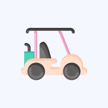 Simge Golf Arabası. Spor Malzemeleri sembolüyle ilgili. Düz stil. Basit dizayn edilebilir. Basit resimleme