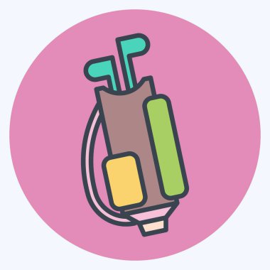 Simge Golf Çantası. Spor Malzemeleri sembolüyle ilgili. renk arkadaşı stili. Basit dizayn edilebilir. Basit resimleme