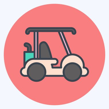 Simge Golf Arabası. Spor Malzemeleri sembolüyle ilgili. renk arkadaşı stili. Basit dizayn edilebilir. Basit resimleme