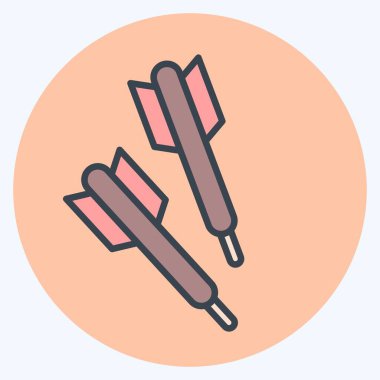 Simge dartları. Spor Malzemeleri sembolüyle ilgili. renk arkadaşı stili. Basit dizayn edilebilir. Basit resimleme