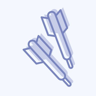 Simge dartları. Spor Malzemeleri sembolüyle ilgili. İki ton stili. Basit dizayn edilebilir. Basit resimleme