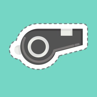 Çıkartma çizgisi Whistle 'ı kesti. Spor Malzemeleri sembolüyle ilgili. Basit dizayn edilebilir. Basit resimleme