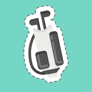 Etiket çizgisi Golf Çantası 'nı kesti. Spor Malzemeleri sembolüyle ilgili. Basit dizayn edilebilir. Basit resimleme