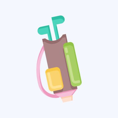 Simge Golf Çantası. Spor Malzemeleri sembolüyle ilgili. Düz stil. Basit dizayn edilebilir. Basit resimleme