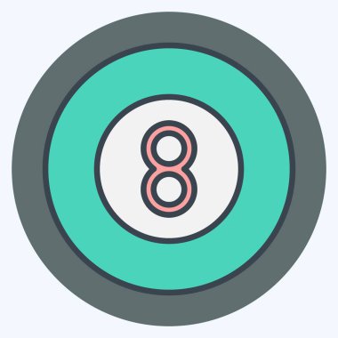 Icon Sekizinci Balo. Spor Malzemeleri sembolüyle ilgili. renk arkadaşı stili. Basit dizayn edilebilir. Basit resimleme