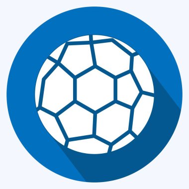 Simgesel futbol topu. Spor Malzemeleri sembolüyle ilgili. Uzun gölge tarzı. Basit dizayn edilebilir. Basit resimleme