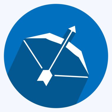 Simge yayı. Spor Malzemeleri sembolüyle ilgili. Uzun gölge tarzı. Basit dizayn edilebilir. Basit resimleme