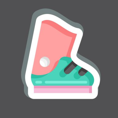 Çıkartmalı Kayak Botları. Spor Malzemeleri sembolüyle ilgili. Basit dizayn edilebilir. Basit resimleme