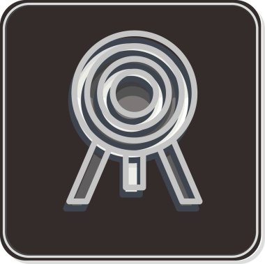 İkona Bullseye. Spor Malzemeleri sembolüyle ilgili. Parlak bir stil. Basit dizayn edilebilir. Basit resimleme