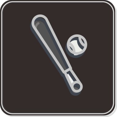 Simge Yarasa. Spor Malzemeleri sembolüyle ilgili. Parlak bir stil. Basit dizayn edilebilir. Basit resimleme