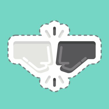 Sticker line cut Greeting. related to Psychological symbol. simple illustration. emotions, empathy, assistance