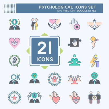 Icon Set Psychological. related to Psychological symbol. doodle style. simple illustration. emotions, empathy, assistance