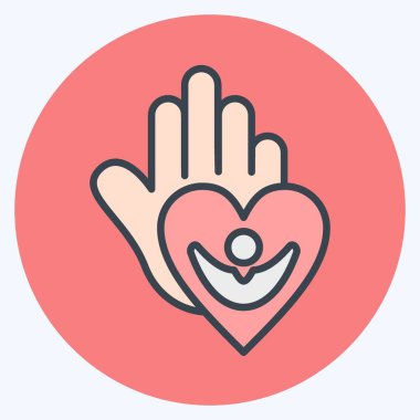 Icon Caring For People. related to Psychological symbol. color mate style. simple illustration. emotions, empathy, assistance