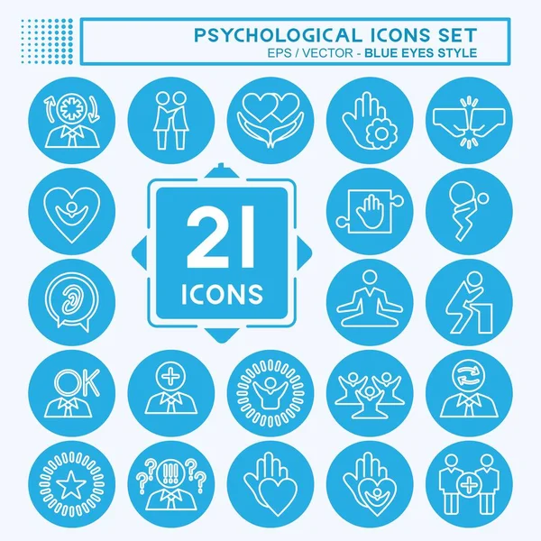 Icon Set Psychological. related to Psychological symbol. blue eyes style. simple illustration. emotions, empathy, assistance