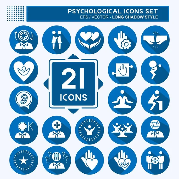 Icon Set Psychological. related to Psychological symbol. long shadow style. simple illustration. emotions, empathy, assistance