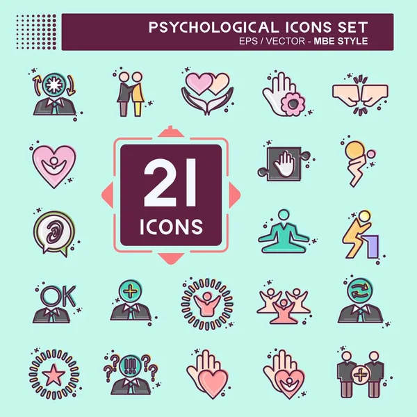Icon Set Psychological Related Psychological Symbol Mbe Style Simple Illustration Vektör Grafikler