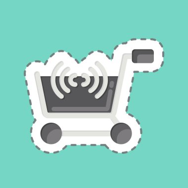 Sticker line cut Online Shopping. related to Online Store symbol. simple illustration. shop