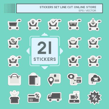 Sticker line cut Set Online Store. related to Online Store symbol. simple illustration. shop