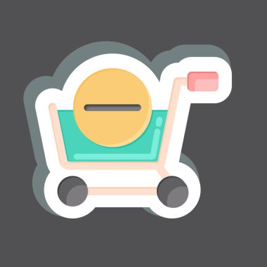 Sticker Delete From Cart. related to Online Store symbol. simple illustration. shop