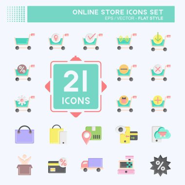 Icon Set Online Store. related to Online Store symbol. flat style. simple illustration. shop