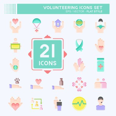 Icon Set Icon Volunteering. related to Volunteering symbol. flat style. Help and support. friendship