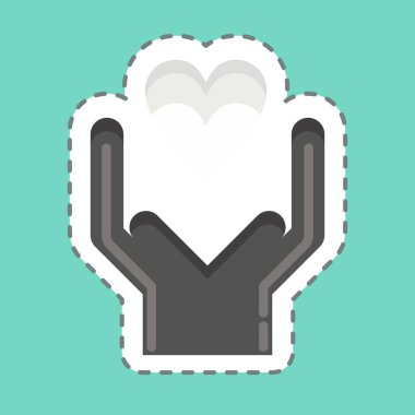 Sticker line cut Kind. related to Volunteering symbol. Help and support. friendship