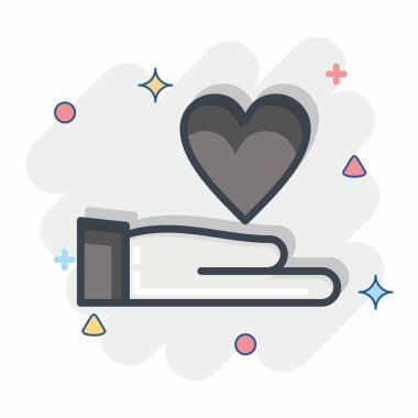 Icon Charity. related to Volunteering symbol. Comic Style. Help and support. friendship