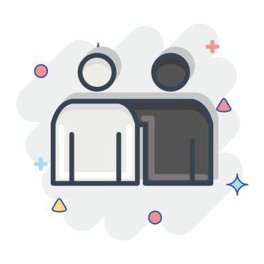 Icon Mentoring. related to Volunteering symbol. Comic Style. Help and support. friendship