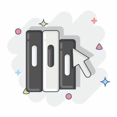 Simge İnternet Kütüphanesi. Eğitim sembolüyle ilgili. Çizgi roman tarzı. Basit dizayn edilebilir. Basit resimleme