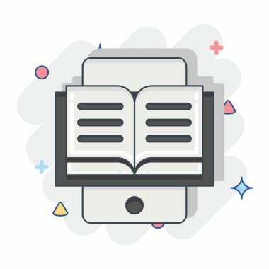 Simge E-Okuma. Eğitim sembolüyle ilgili. Çizgi roman tarzı. Basit dizayn edilebilir. Basit resimleme