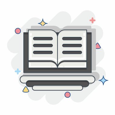 Herkese İkon Eğitimi. Eğitim sembolüyle ilgili. Çizgi roman tarzı. Basit dizayn edilebilir. Basit resimleme