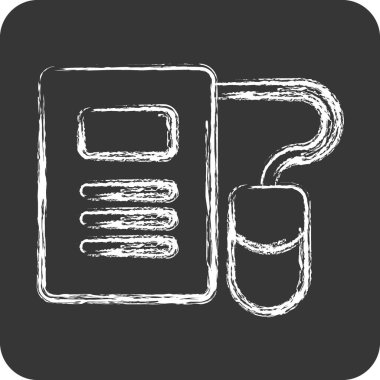 Simge E-Öğrenme. Eğitim sembolüyle ilgili. Tebeşir stili. Basit dizayn edilebilir. Basit resimleme