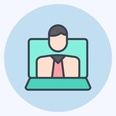 Icon Webinar. Eğitim sembolüyle ilgili. renk arkadaşı stili. Basit dizayn edilebilir. Basit resimleme