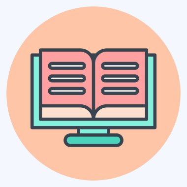 Simge çevrimiçi okuma. Eğitim sembolüyle ilgili. renk arkadaşı stili. Basit dizayn edilebilir. Basit resimleme