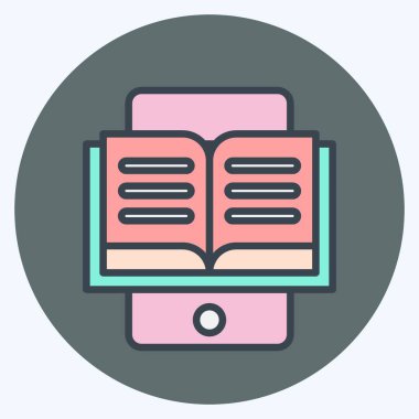 Simge E-Okuma. Eğitim sembolüyle ilgili. renk arkadaşı stili. Basit dizayn edilebilir. Basit resimleme