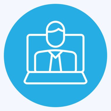 Icon Webinar. Eğitim sembolüyle ilgili. Mavi gözlü. Basit dizayn edilebilir. Basit resimleme