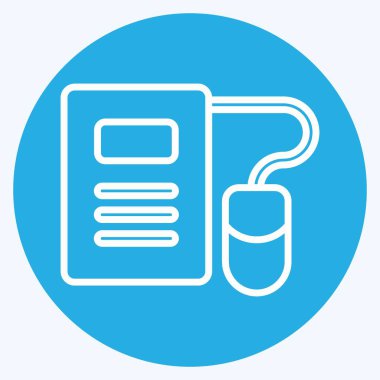 Simge E-Öğrenme. Eğitim sembolüyle ilgili. Mavi gözlü. Basit dizayn edilebilir. Basit resimleme