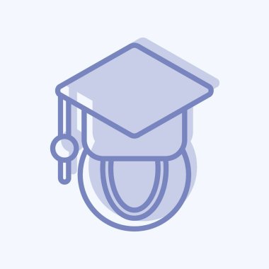 İkon Küresel Eğitim. Eğitim sembolüyle ilgili. İki ton stili. Basit dizayn edilebilir. Basit resimleme