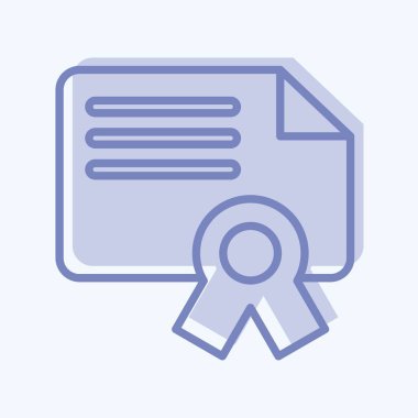 Simge Sertifikası. Eğitim sembolüyle ilgili. İki ton stili. Basit dizayn edilebilir. Basit resimleme