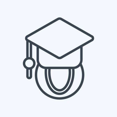 İkon Küresel Eğitim. Eğitim sembolüyle ilgili. Sıra tarzı. Basit dizayn edilebilir. Basit resimleme