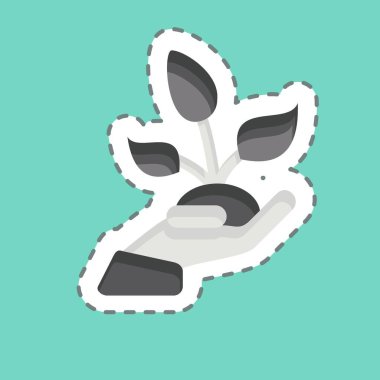 Çıkartma çizgisi, doğayı kurtarın. Çevre sembolüyle ilgili. Basit bir çizim. Koruma. Toprak. Temizle