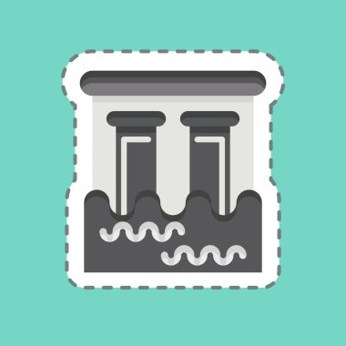 Çıkartma çizgisi Barajı kesti. Çevre sembolüyle ilgili. Basit bir çizim. Koruma. Toprak. Temizle