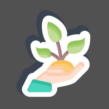 Çıkartma Doğayı Koru. Çevre sembolüyle ilgili. Basit bir çizim. Koruma. Toprak. Temizle