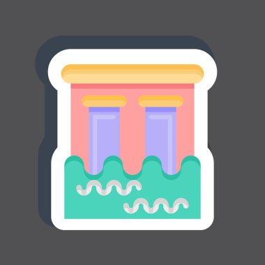 Çıkartma Barajı. Çevre sembolüyle ilgili. Basit bir çizim. Koruma. Toprak. Temizle